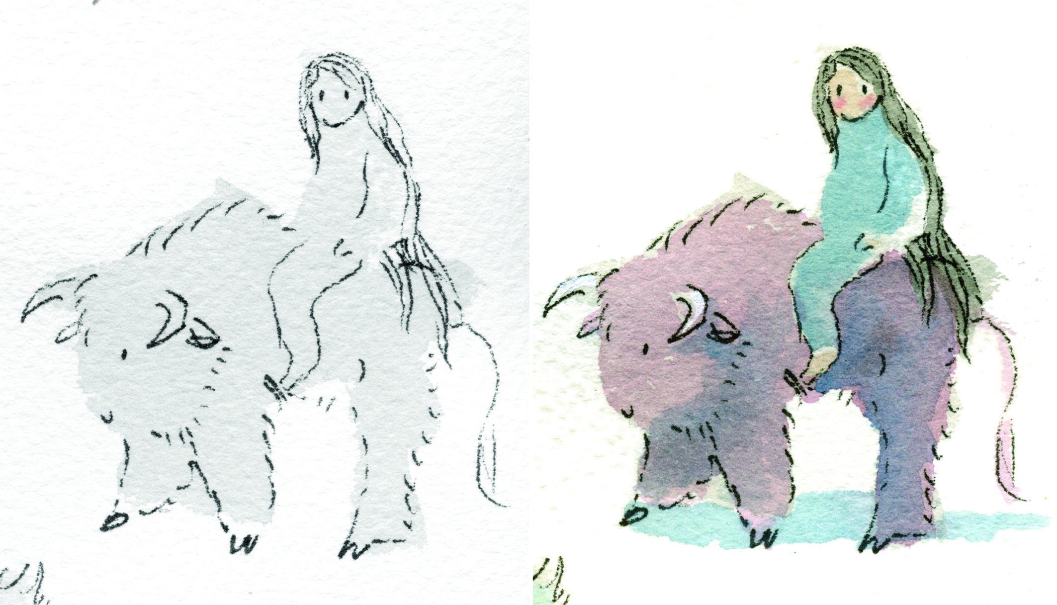 girl on buffalo B4after