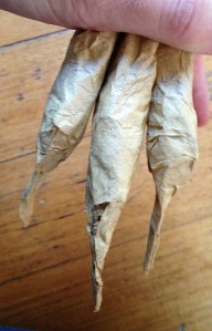 three toes before strapping together to make a hand. I was careful this time to make the outside and inside fingers the right length.