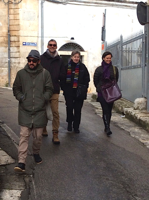 Unexpected sunshine in Bologna was followed with unexpected cold in souther Italy. Francesco, David, Ann and me. 