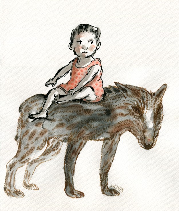 old world new world wolf boy JudyWatsonArt