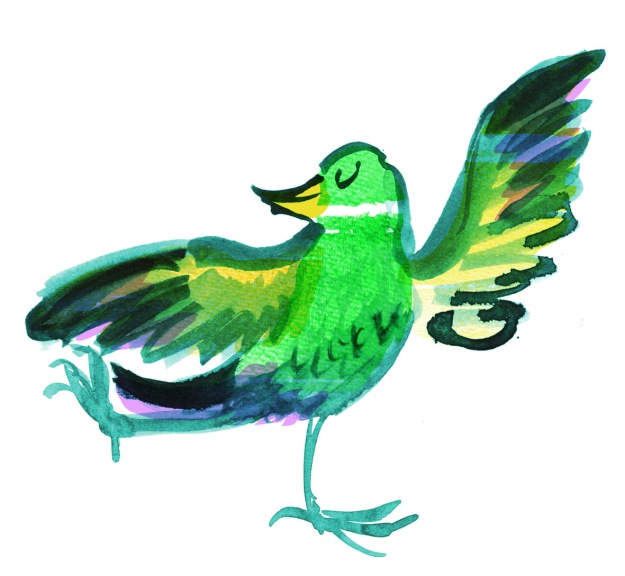 brushy green bird