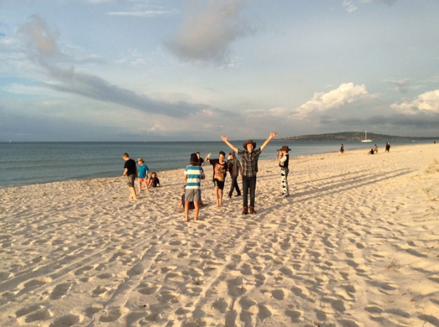 cowboys on the beach at sunset.JPG